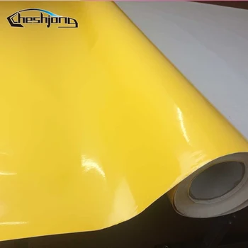 High Glossy жълт винил стикер лепило PVC кола стайлинг Decal гланц филм лист за HOOD покрив скутер мотоциклет обвивка