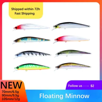 JEKEKU NEW 1pc Плаващ Minnow риболов примамка 6.5g9.5g12g с 2 риболовни куки примамки аритификационни воблери твърда стръв пластмасови примамки