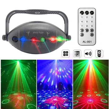 LED етап ефект проектор за DJ дискотека парти Коледа празник лазерна музика звуково осветление Нова година лампа дистанционно управление светлина