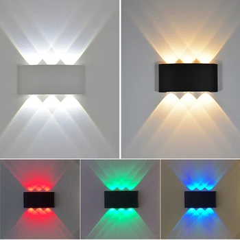  LED стена лампа открит водоустойчив IP65 градинско осветление алуминий AC86-265 вътрешна спалня хол стълби стена светлина