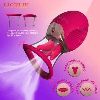 LICKLIP Вакуум смучене език облизване вибратор чаша зърното масажор клитор стимулатор роза секс играчки за жени мастурбация 18+