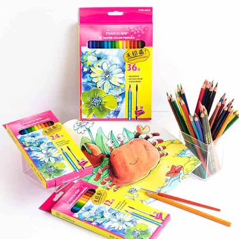 Marco 24/36 Цветове Водоразтворим цветен молив Професионален рисуване Цветни моливи Комплект Живопис Арт Консумативи Lapices de Colores