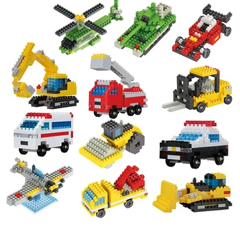 Mini City Traffic Series Building Blocks Racing Fire Truck Diamond Bricks Model Children Educational Assembly Toys Boys Gifts