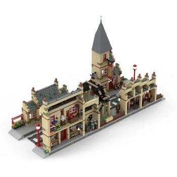 MOC Creative Train Station Extension Модел Строителни блокове Направи си сам Сглобяване на тухли Архитектура на дисплея Образователни играчки Подаръци