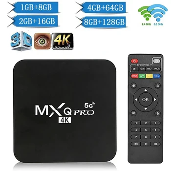 MXQ Pro Smart TV Box Wi-Fi, Media Player, Set Top 4K, Android 11.0, Rk3228, 2.4G, 5G, 8GB RAM, 128GB ROM