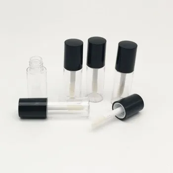 New 3ML Mini Lip gloss Tube Empty Пластмасови прозрачни тръби за глазура за устни, черни, розови капачки Малка проба козметична опаковка контейнер