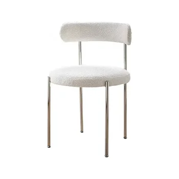 Nordic ковано желязо трапезни столове светлина луксозен дом обратно столове творчески дизайнер фотьойл модерен хотел агнешко кадифе трапезен стол