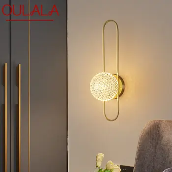 OULALA Съвременна месингова стенна лампа LED Gold Sconce Light Проста и луксозна Creative за домашен хол декор