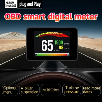 P16 P15 Head-Up дисплей HUD OBD2 Температурна кола KM/h MPH Турбо тласък налягане скорост проектор на предното стъкло за кола