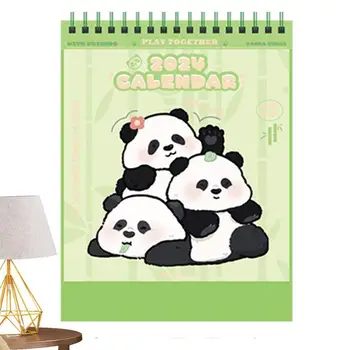 Panda календар 2024 Настолен панда календар декор метал двойна нишка обвързани декорация консумативи за бюра домове офиси