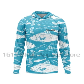 pelagic Мъже Качулка Риболовна риза дълъг ръкав Риболовно облекло риболовна тениска UV защита риболовна риза Риболовно облекло