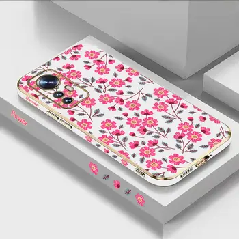 Pink Bellflower луксозен калъф за телефон за Xiaomi Mi 12 12T 12X 12TPro 12Lite 12S 13Pro 14Pro 14 13 13Ultra 11T 11 11X капак