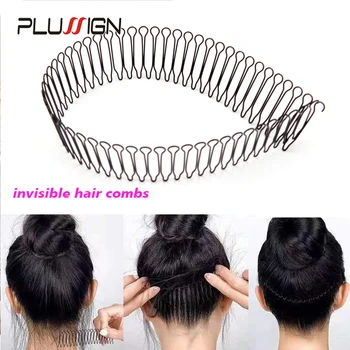 Plussign 1бр невидим счупена коса фиба 10 см 20 см 30 см метална щипка за коса гъвкав гребен кръг ленти за глава за жени и мъже