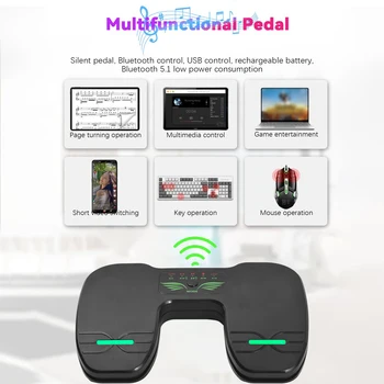 Portable Wireless Page Turner Dual Pedal BT Акумулаторна музика Page Turner с противоплъзгаща подложка, съвместима с множество системи