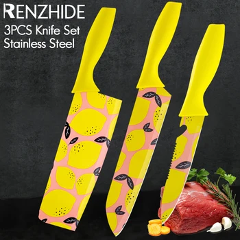 RZD 3бр неръждаема стомана кухня готвач нож комплект париране пилинг плодове месо сатър рязане нож резачка рязане инструменти за смилане