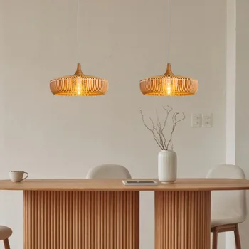 SANDYHA Ретро Log Ресторант полилеи Скандинавски дизайнер Creative Led лампа за спалня трапезна маса осветителни тела Начало декор