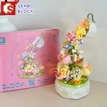 SEMBO Music Box Building Blocks Flower House Series Модел Детски играчки Сглобени фигури Подаръци за рожден ден за момчета и момичета
