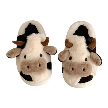 Soft сладко момиче крава Baotou памучни чехли зимна мода момичета дома топли плюшени памучни чехли