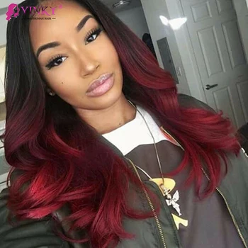 T1B/99J Ombre Body Wave Lace Front Wig Highlight Lace Frontal Human Hair Wigs for Women Бразилска коса Предварително оскубана HD дантелена перука
