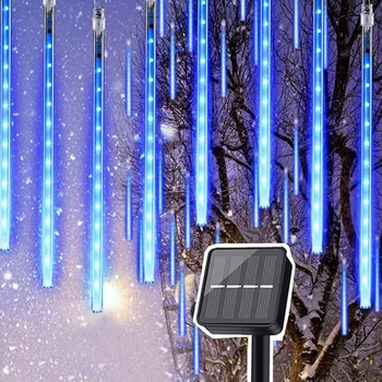 Thrisdar слънчева захранва LED метеор душ светлини на открито падане дъжд капка светлини Коледа ледена висулка светлина фея тръба Garland светлина