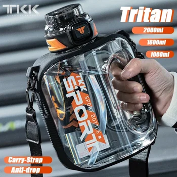 TKK 1/1.6/2L Спортна бутилка за вода TRITAN Голям капацитет Творческа чаша Топлоустойчива външна кана за пътуване за възрастни Фитнес Фитнес кани