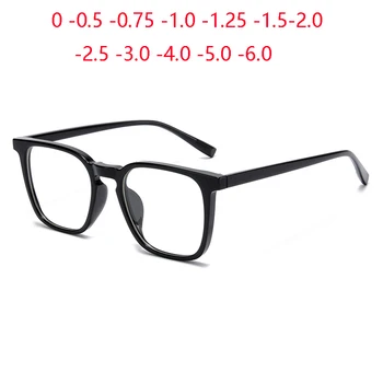 TR90 Квадратни миопски очила със степен 1.56 Асферични анти синя светлина Студентски компютърни очила Късогледство 0 -0.5 -0.75 До -6.0