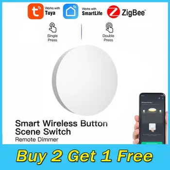 Tuya ZigBee Интелигентен бутон за сцена Кликнете върху безжично дистанционно управление На изключен ключ контролер Multi-scene Linkage Smart Switch
