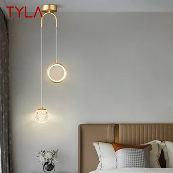 TYLA Съвременен творчески месинг LED 3 цвята полилей декоративна висяща светлина за стая за домашно легло