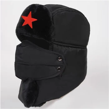 Winter Lei Feng Hat Мъжка петолъчна звездна шапка Дамска топла езда Електрическо превозно средство Ветроупорна ветроустойчива шапка за защита на ушите