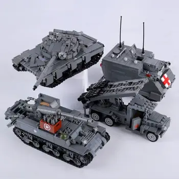 WW2 военна серия танк строителен блок T-64A основен боен танк M577 брониран автомобил MOC събрание строителен блок играчка подарък