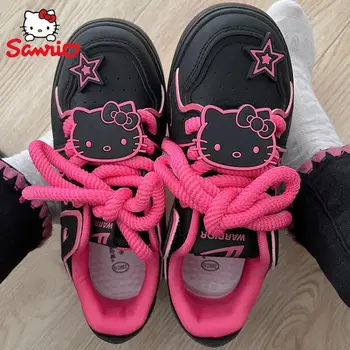 Y2K Sanrio Hello Kitty обувки жени мъже черен розов хляб обувки летен дизайн буци маратонки хип-хоп улично облекло обувки