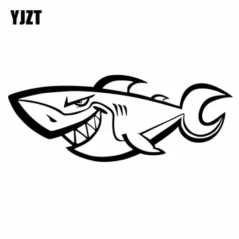 YJZT 15.5cmX6cm свирепа животинска акула морски организъм винил кола стикер стикери черно/сребро