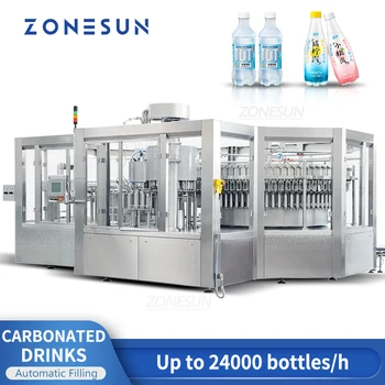 ZONESUN ZS-AFMC 24000 BPH Пълна автоматична машина за пълнене с газирана вода от PET бутилка Линия за производство на напитки