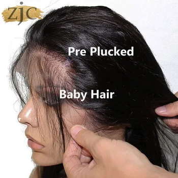 бразилски Remy коса тяло вълна дантела затваряне 13x4 човешка коса права коса фронтално затваряне с бебешка коса прозрачен затваряне само
