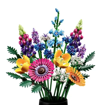 Букети от диви цветя Съвместим 10313 Изкуствени цветя конструктор ботаническа парче за годишнина рожден ден тухла подаръци