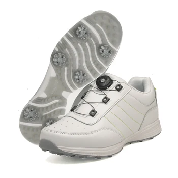 Водоустойчиви кожени шипове голф обувки мъжки удобни бутон ключалката голф маратонки мъжки анти-хлъзгане шипове голф обувки размер 38-46