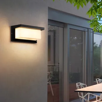 Външен светодиоден стенен лампа Микровълнов сензор автоматично светва стена светлина веранда светлини балкон градински светлини сензор за движение