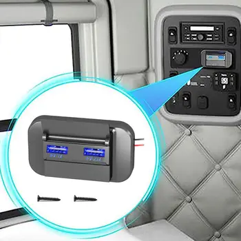  Гнездо за зареждане на автомобили Синя светлина Мобилен телефон Зарядно за кола 5V / 3.1A Без двоен интерфейс за отваряне RV Bus Car Нова яхта L2N1