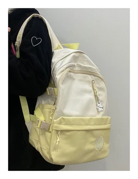 Голям капацитет контраст простота студент ученически чанти корейски Ins колеж универсален жените рамо чанта отдих пътуване раница