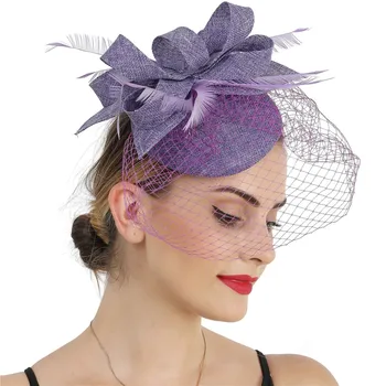 Дамски мрежест фасцинатор коктейл щипки за коса цвете воал шапки дами елегантни аксесоари за коса за сватбено парти шапки