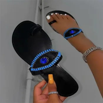 Дамски обувки в продажба 2024 Лятна нова улична мода Дамски забавни чехли Голям размер Открит комплект пръсти Плоска ежедневна плажна обувка