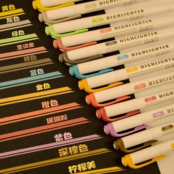 Двоен връх маркери Хайлайтър Естетически канцеларски материали Kawaii цвят писалка фина линия набор надписи пастелни маркери надолу сладък писалки