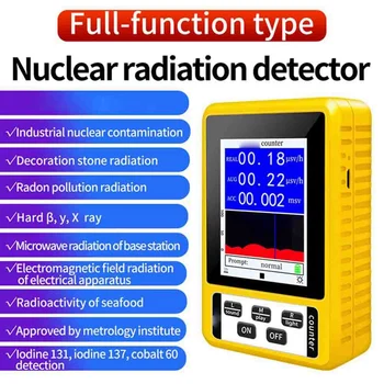 Детектор за ядрена радиация ABS с LCD дисплей Екран Дозиметрични детектори Бета гама рентгенов тестер Портативен