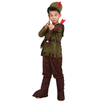 Детски косплей ловец костюми комплекти Хънтър Арчър момчета Робин Худ за Хелоуин Пурим карнавал обличане екипи парти сцена шоу