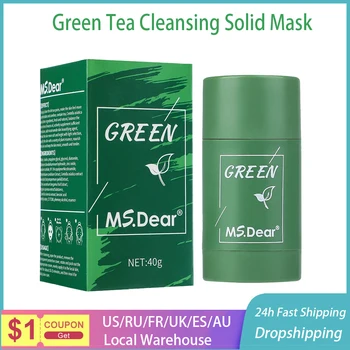 Дропшипинг Зелен чай Почистваща твърда маска Почистваща глинена пръчка маска Грижа за кожата Анти акне Премахване на черна точка кал маска Dropship