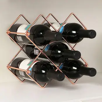 Държачи за бутилки за вино от розово злато Творчески практичен сгъваем хол декоративни стелажи за съхранение на дисплей за бар кухня
