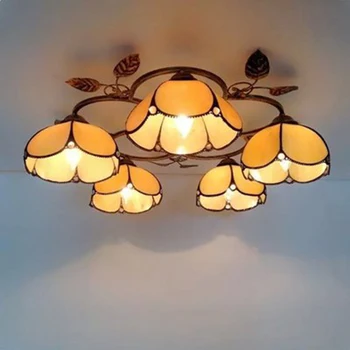 европейски стил желязо ретро хол таван лампа цвете пасторален стил 5-главата таван лампа трапезария спалня лампи