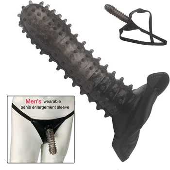 Екзотична каишка за уголемяване на пениса ръкав за мъже Пенис разширение ръкав възрастни играчки интимни носими за многократна употреба презервативи бикини