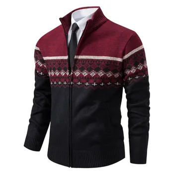 Есен и зима Нова постоянна яка тенденция мъжки дълъг ръкав жилетка трикотажни гъвкави мода удебелени връхни дрехи мъжки пуловер