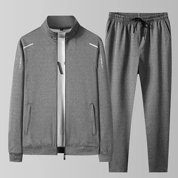Есен Нов мъжки джогър спортно облекло костюм дълъг ръкав цип яке + Sweatpants случайни две части комплект анцуг мода облекло комплект